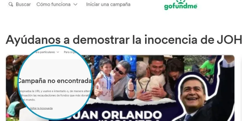 Cierran cuenta en GoFundMe para recaudar fondos para expresidente Hernández
