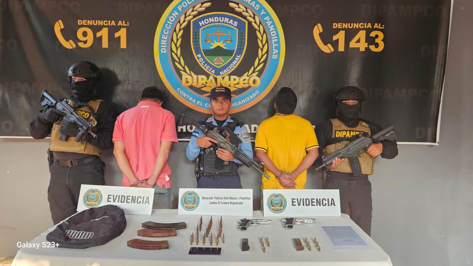 Agentes de DIPAMPCO capturan a dos supuestos gatilleros de la MS-13 en San Pedro Sula