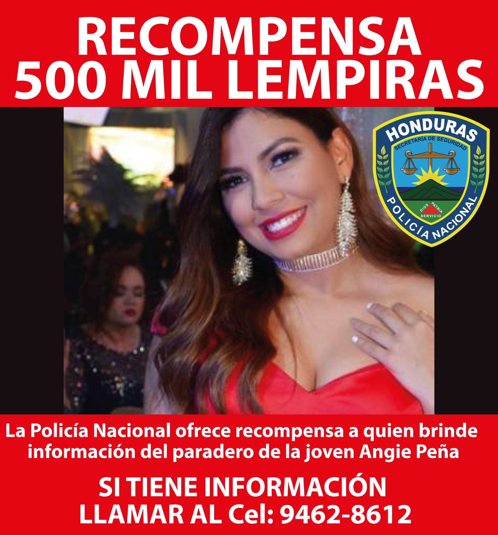 Policía aumenta a L. 500 mil recompensa por información del paradero de Angie Peña