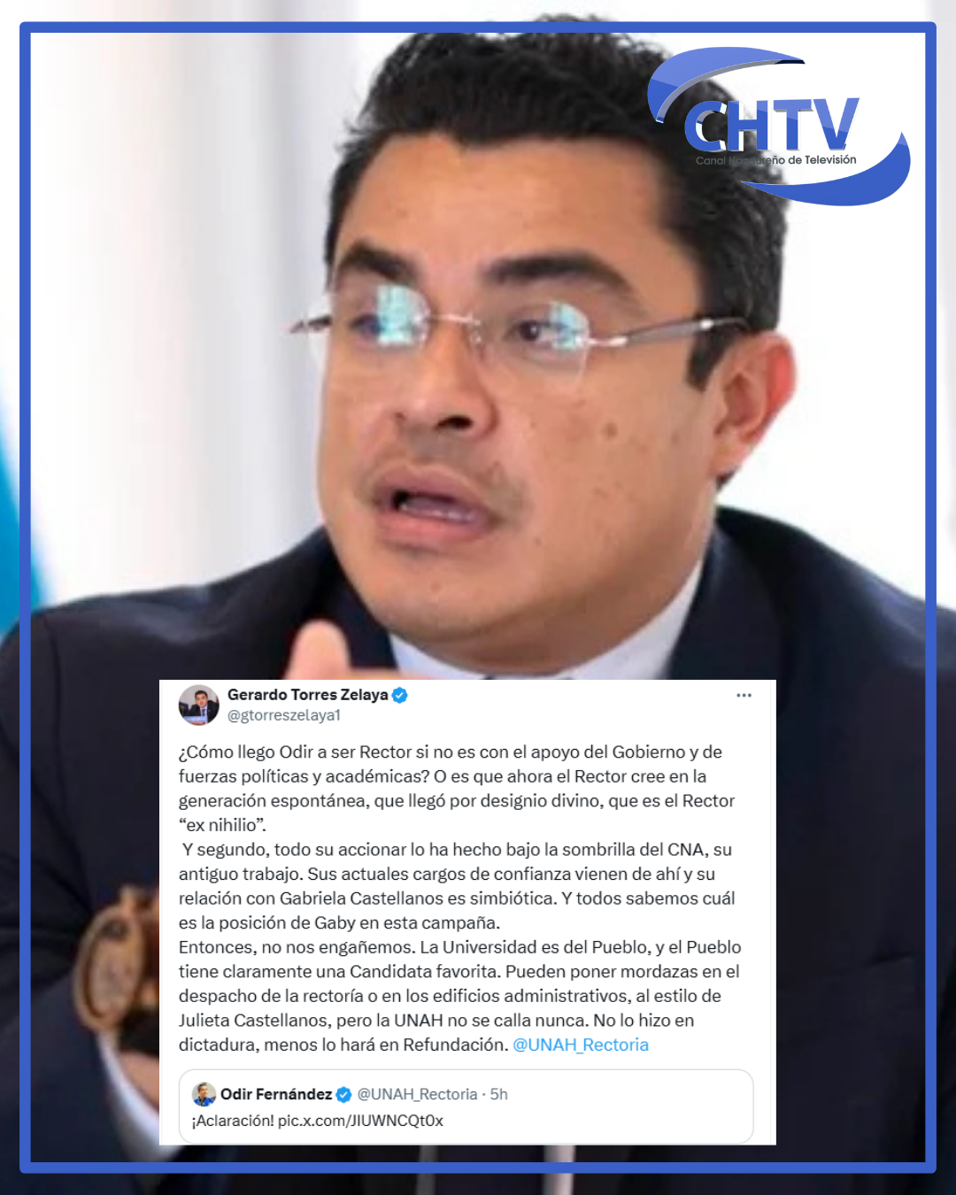Vicecanciller Gerardo Torres increpa al rector de la UNAH: “¿Odir cree en la generación espontánea?”