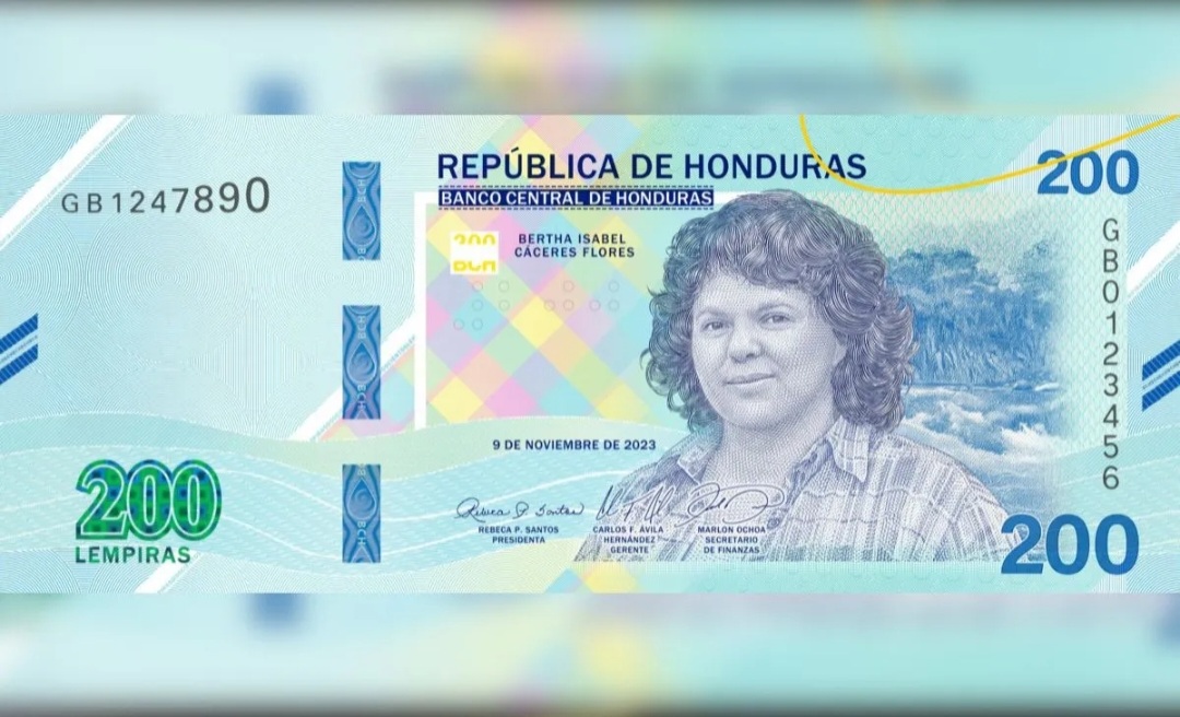 Histórico: Berta Cáceres protagoniza el nuevo billete de 200 lempiras