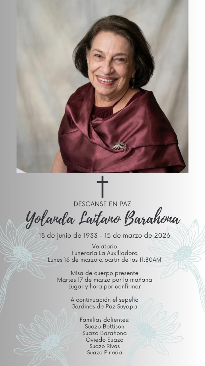 Fallece la economista y diplomática hondureña Yolanda Marina Laitano Barahona de Suazo