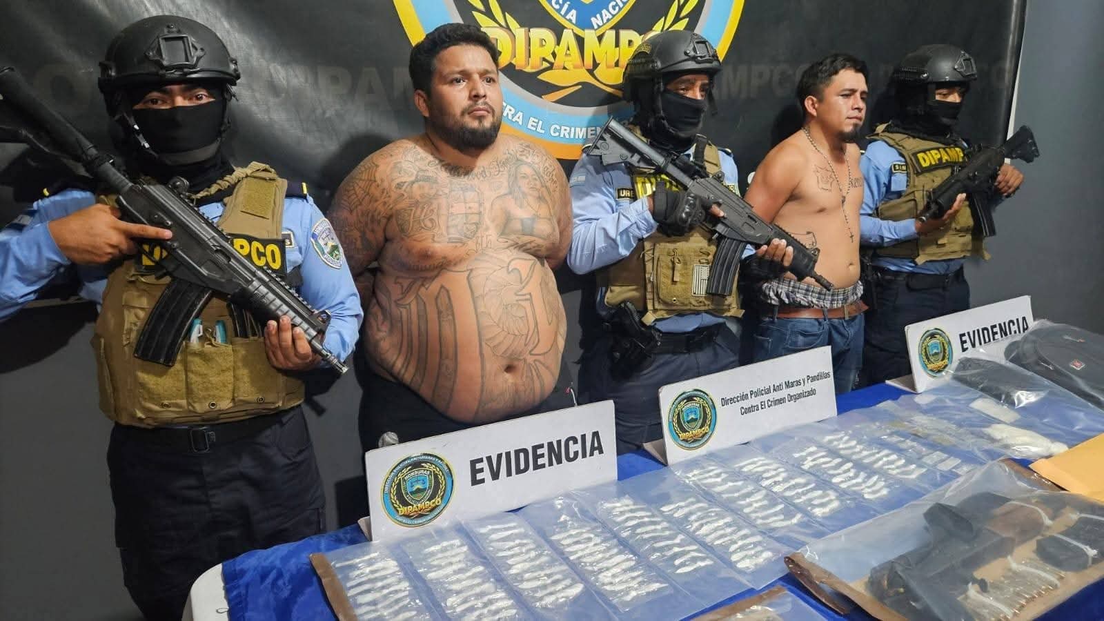 DIPAMPCO captura a dos presuntos miembros de la MS-13 en Choloma con arsenal de guerra